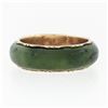 Image 6 : Antique Victorian 14k Yellow Gold & Domed Natural Green Jade 6.8mm Band Ring