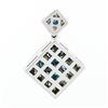 Image 3 : 14k White Gold 1.42 ctw Blue & White Diamond Geometric Dual Square Dangle Pendan