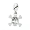Image 3 : 14k White Gold 0.12 ctw Diamond Skull & Crossbones Charm Pendant w/ Lobster Clas