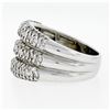 Image 6 : Vintage .900 Platinum 1.30 ctw Pave Diamond Wide Domed Triple Stacked Band Ring