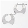 Image 5 : New Italian Unique 14K White Gold Puffed Geometric Marquise Snap Huggie Earrings