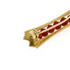 Image 6 : Vintage Italian Faceted 18K Yellow Gold Round Ox Blood Coral Bead Bar Pin Brooch