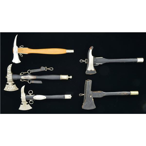 5 GERMAN FIREMAN’S DRESS AXES.