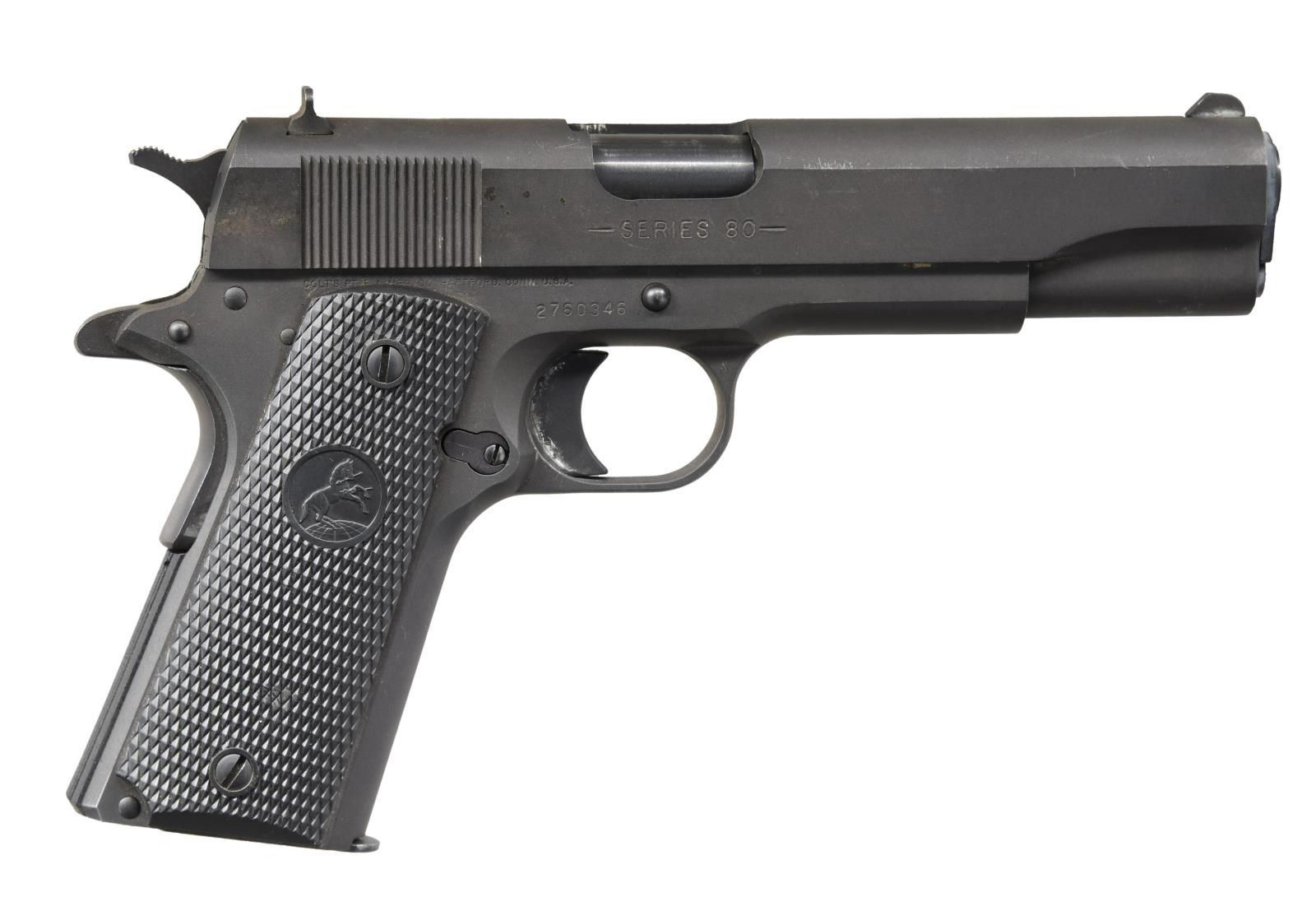 COLT M1911A1 SERIES 80 SEMI AUTOMATIC PISTOL WITH Poulin Auctions colt-m1911a1-series-80-semi-automatic-pistol-with-poulin-auctions