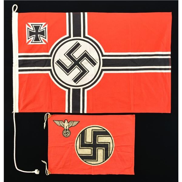 WWII GERMAN FLAGS & A PARTIAL FLAG.