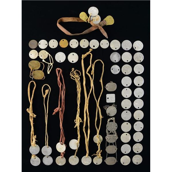 LARGE LOT OF MOSTLY WWI DOG TAGS.