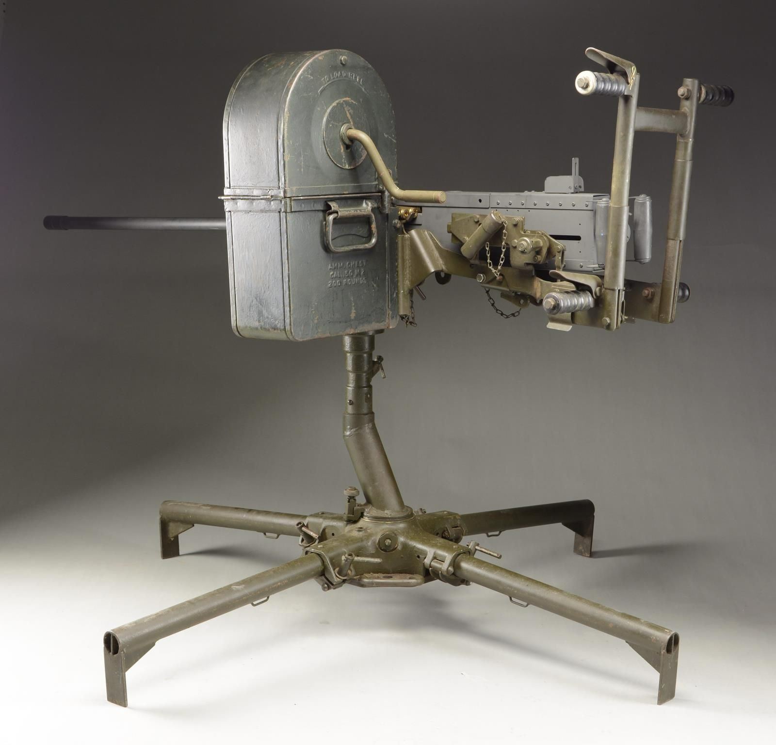 REPLICA M2HB ON M63 AA MG MOUNT AND TOMBSTONE DRUM - Poulin Auctions