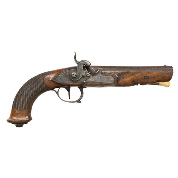 PERCUSSION GREATCOAT PISTOL BY HOLTZ.