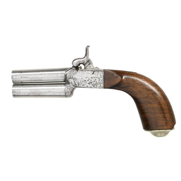PAIR OF UNMARKED PERCUSION OU PISTOLS.
