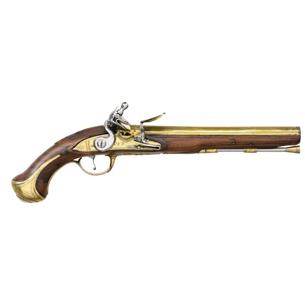 BRASS FLINTLOCK PISTOL.