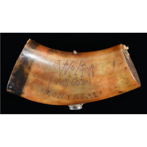 18th CENTURY CARVED HORN CANTEEN.