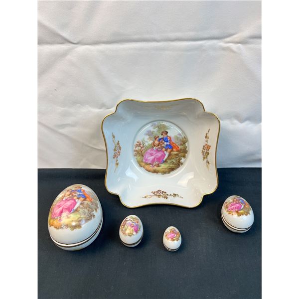 Limoges Trinket Eggs & Bowl