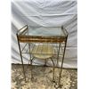 Image 1 : Brass Like Vanity Table with Glass Top & Swing Out Stool