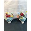 Image 1 : 2 Hanging Ornate Flower Pots with Faux Flowers