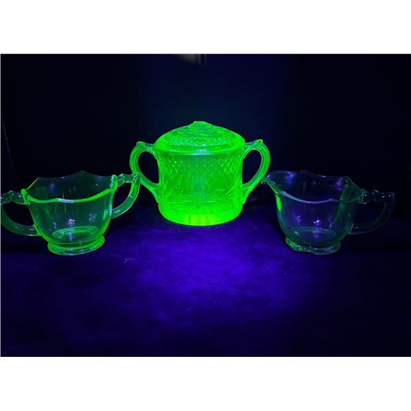 3 Pieces Uranium Glass