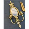 Image 3 : 2 Vintage Brass Wall Mount Candle Holders with Mirrors