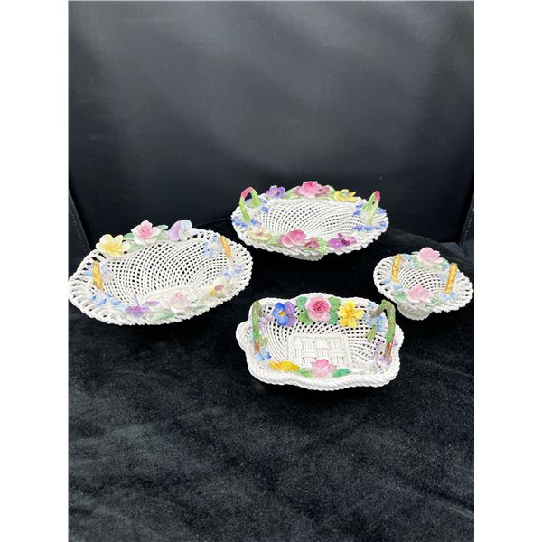 Floral Bone China Woven Baskets Including Staffordshire