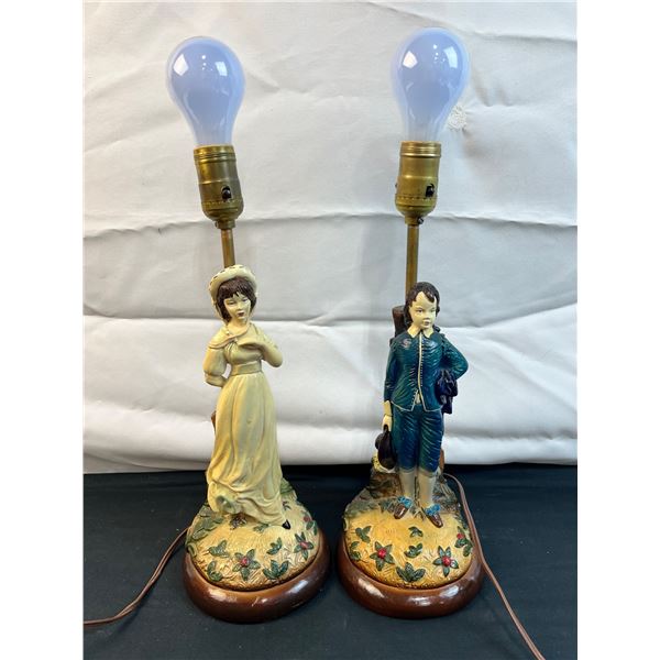 Vintage Blue Boy and Pinky Lamps