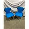 Image 1 : 2 Vintage Blue Swivel Chairs