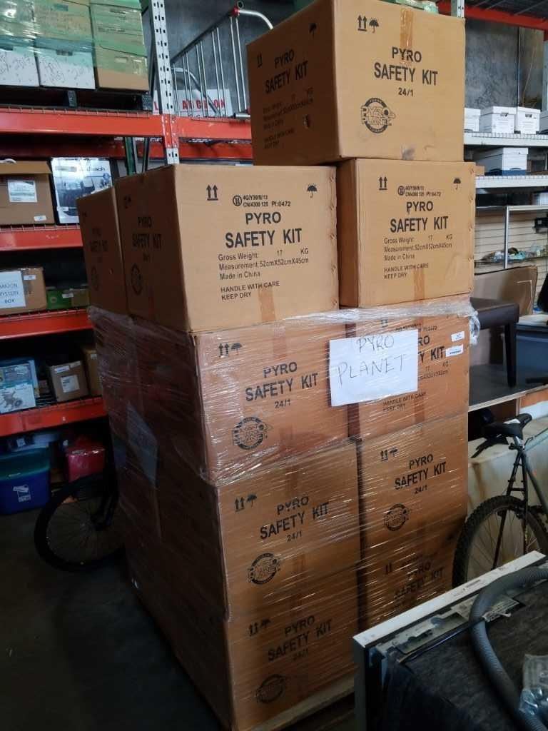 PALLET OF 17 CASES OF NEW PYRO SAFETY KITS 24 PER CASE