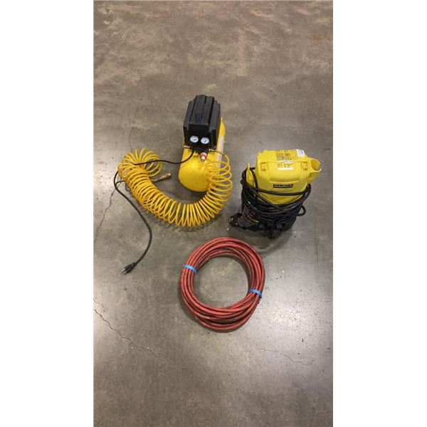 AIR COMPRESSOR WORKING NEEDS RGULATOR WITH ELECTRIC KARCHER POWER WASHER NEEDS WAND