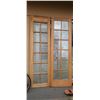 Image 1 : 2 WOOD DOORS WITH GLASS PANELS, 96" X 30" AND 96" X 28"