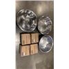 Image 1 : 3 LARGE STAINLESS MIXING BOWLS WITH 4 BOXES OF ANTISEPTIC SOAP