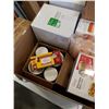 Image 2 : BOX OF AMAZON RETURN ITEMS -SMOKING CHIPS, UNBREAKABLE GLASSES, SPICE JARS, PORTION TRAYS, ETC