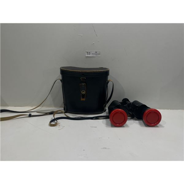 Binoculars And Leather Case