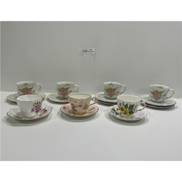 Set Of Miscellaneous Teacups And Saucers