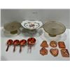 Image 1 : Collection Of Rasied Dessert Plates, Cookie Cutters, And Measuring Cups