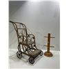 Image 1 : Vintage Wicker Toy Stroller/Plant Stand & Oak Mug Stand