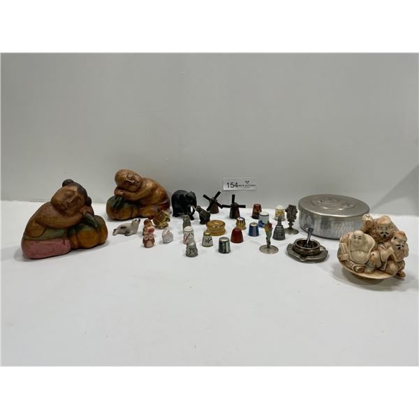 Collectible Ceramic Miniature Figurines And Thimbles