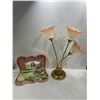 Image 1 : Vintage Health And Beauty Set, With Gold Floral Lamp