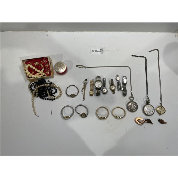 Collection Of Vintage Watches, Compasses, Beaded Necklaces