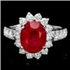 Image 1 : 14k White Gold 4.00ct Ruby 1.00ct Diamond Ring