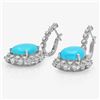 Image 2 : 11.07ct Turquoise 14 K White Gold Earrings