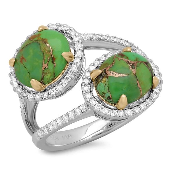 3.14ct Copper Turquoise 14 K White  Gold Ring