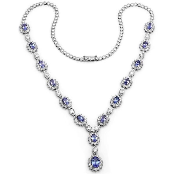 10.57ct Tanzanite 18 K White Gold Necklaces