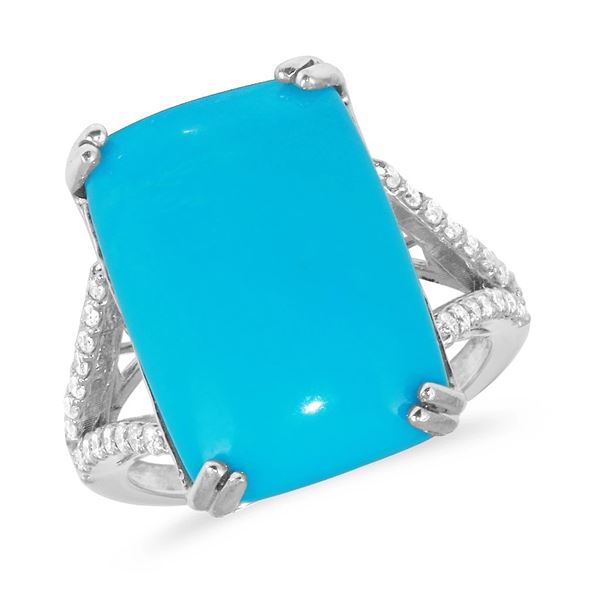 10.41ct Turquoise 14 K White  Gold Ring
