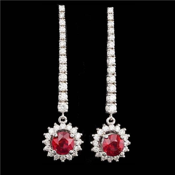 14k Gold 6.00ct Ruby 3.30ct Diamond Earrings