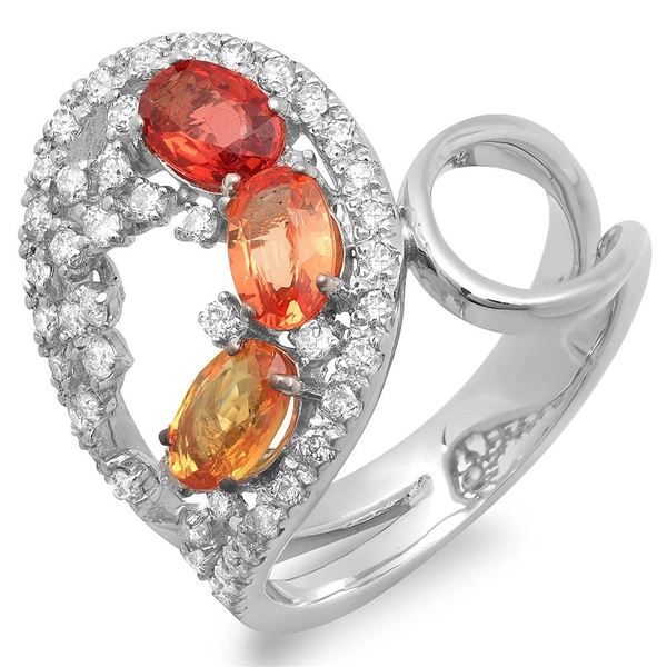 1.02ct Multicolor 14 K White  Gold Ring