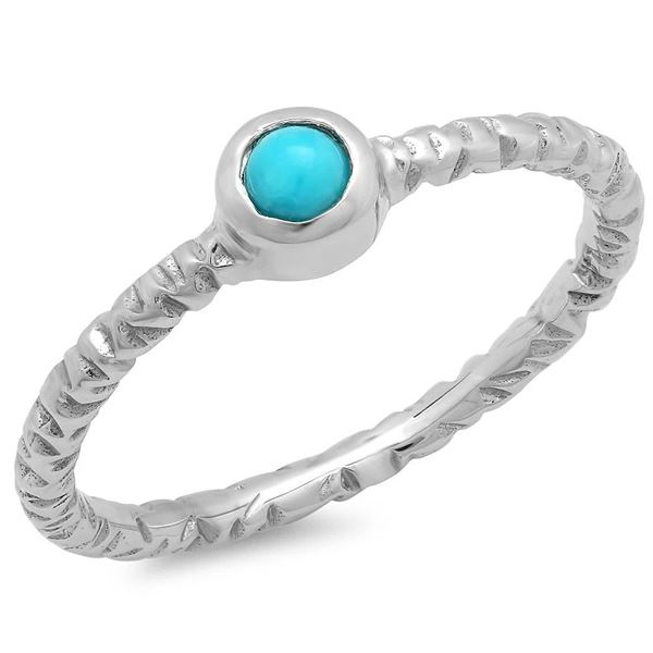 0.16ct Turquoise 14 K White  Gold Ring