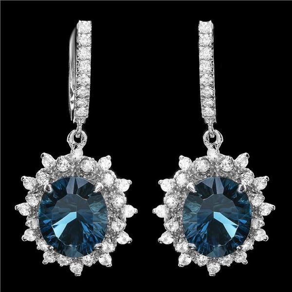 14k Gold 12.00ct Topaz 1.90ct Diamond Earrings