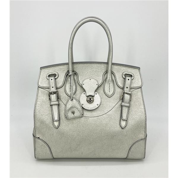 Ralph Lauren Silver Leather Rickey Bag