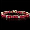 Image 1 : 14k Gold 30.00ct Ruby 1.25ct Diamond Bracelet