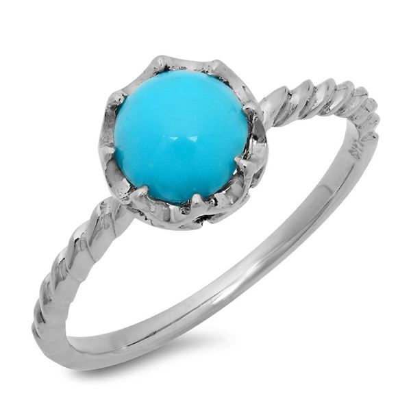 1.33ct Turquoise 14 K White  Gold Ring