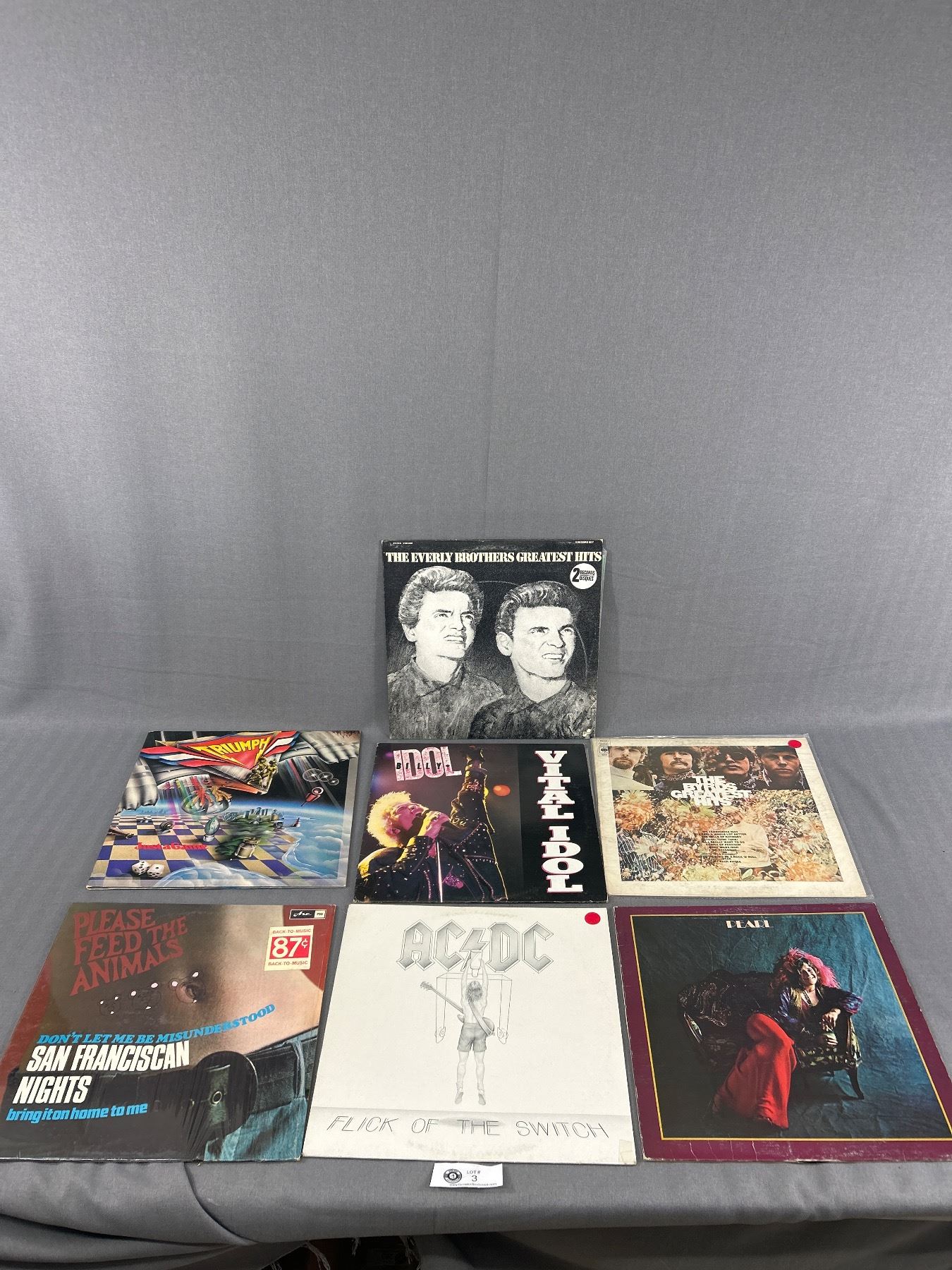 7 Vintage Vinyl Records, AC/DC, Pearl Janis Joplin, Billy Idol, The ...