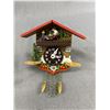 Image 2 : Vintage Miniature Cuckoo Clock (Works) w/key and Hanging Bird- Made in Germany