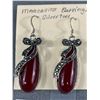 Image 2 : Beautiful Large Mascasite Earrings w/ Red Stone